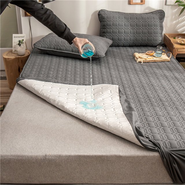 Protège-matelas Imperméable Housse en Coton Lavé, Design Antibactérien Absorbant la Sueur Respirant
