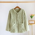 thumbnail image 5 of Textilo Flannel Bed Jackets for Ladies Long Sleeve Button Down V Neck Sweaters with Pockets Fuzzy Fleece Coat Warm Soft Lounge Casual 2026 Fall Winter Outerwear,Green M, 5 of 6