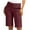 Wine, variant on Simua Plus Size Women's Summer Shorts Casual Twill Solid Color Pull-On Straight Leg Bermuda Short with Pockets
