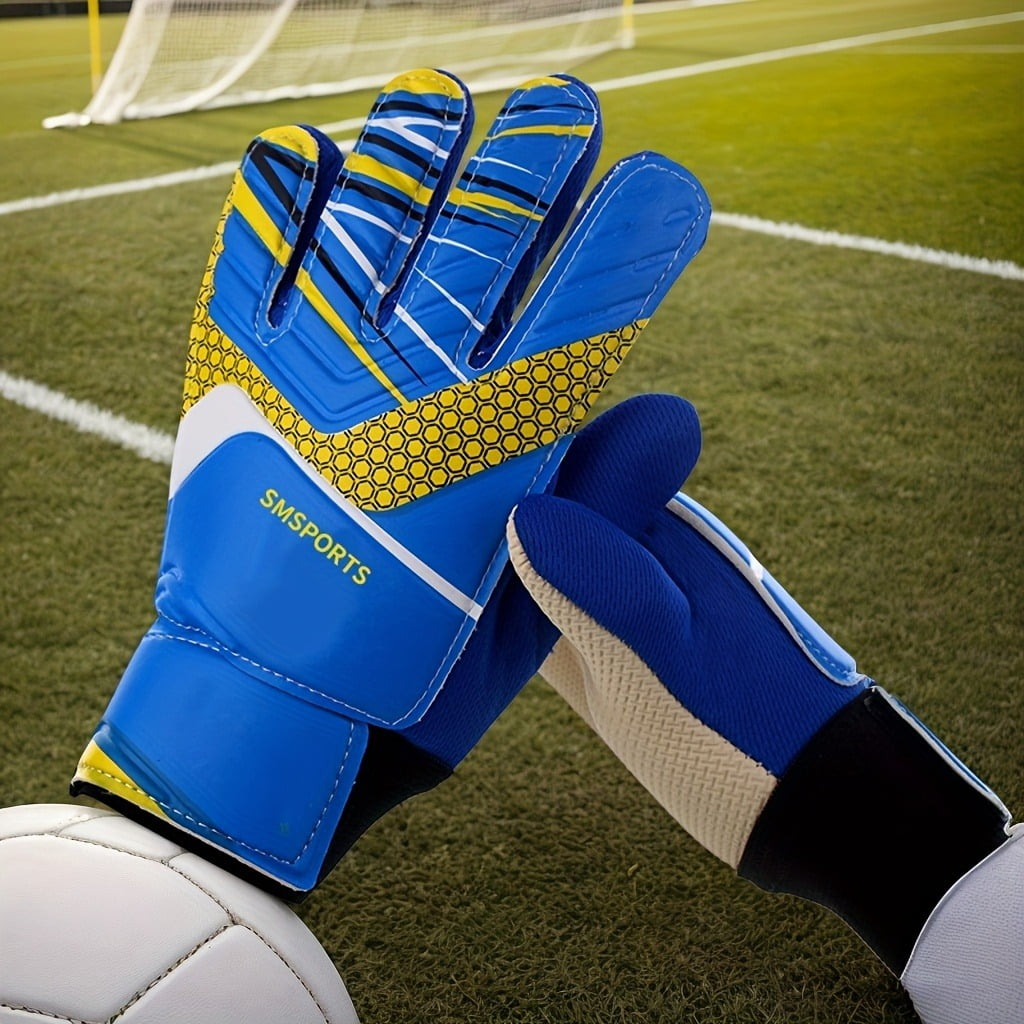 1 set of football goalkeeper gloves knee pads, made of anti slip and wear-resistant latex material, providing effective protection. Essential protective gear for youth football training