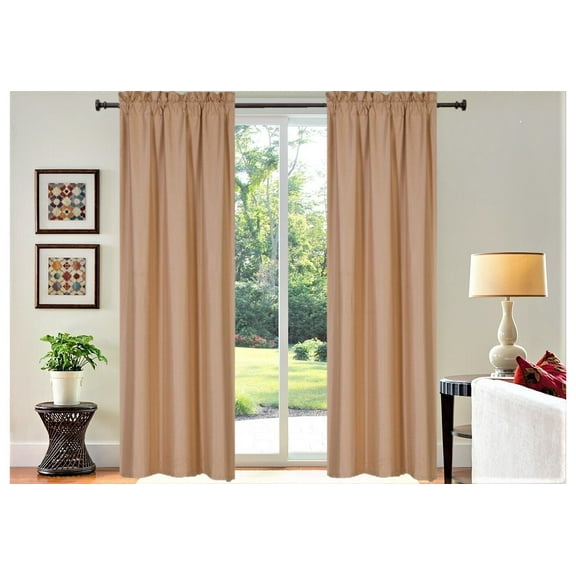 1 set of 2 panels 108 inches long energy efficient lined blackout window treatment curtain drape with rod pocket R64 gold
