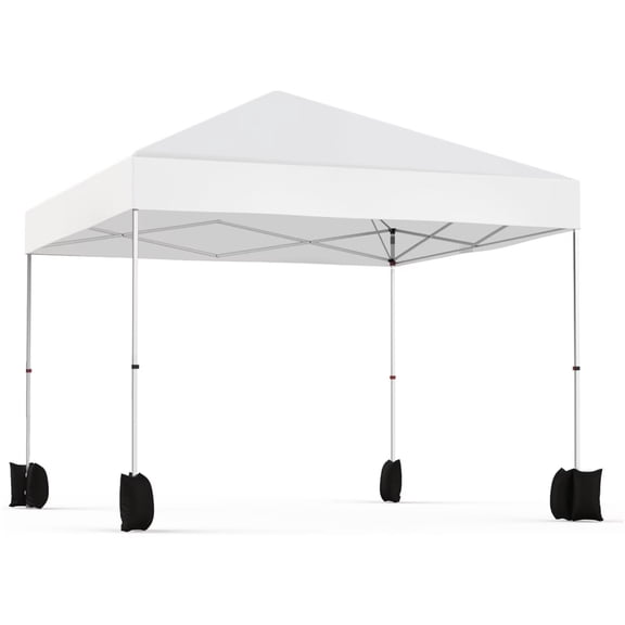 EastVita 10x10ft Pop Up Canopy Tent Portable Outdoor Canopy Instant Shelter Commercial Canopies with Wheeled Carry Bag and 4 Sand Bags for Patio Party Events Camping (White)