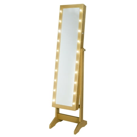 Firstime Co Cheval Mirror Jewelry Armoire With Led Lights