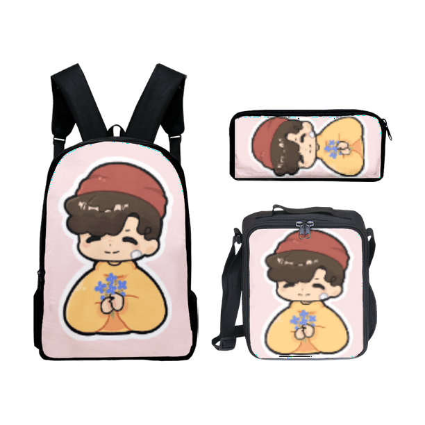 Wilbur Soot Merch Cool Backpack 3D School Student Travel set of Daypack