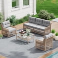 thumbnail image 3 of UDPATIO Patio Conversation Set, Rattan Wicker Furniture, 4 Piece Outdoor Sectional Set with Coffee Table & All-Weather Wicker, Grey, 3 of 8