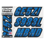 STIFFIE Techtron Octane Blue/Black 3" Alpha-Numeric Registration Identification Numbers Stickers Decals for Boats & Personal Watercraft