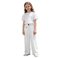 thumbnail image 3 of Lullu Girls Pleated Suit Pants Elastic Waist Loose Straight Leg Dress Pants, Sizes 9-11, 3 of 3