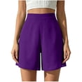 thumbnail image 2 of Oiangi Womens Chiffon Shorts High Waist Wide Leg Boxers Summer Casual Gauze Going Out Shorts Purple S, 2 of 5