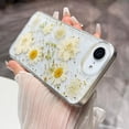 thumbnail image 3 of for iPhone 16e (2025) Clear Case with Pressed Real Flower, Cute Glitter Bling Flower Pattern Slim Soft TPU Shockproof Protective for Women Girls Phone Cover for iPhone 16e 6.1 inch (White), 3 of 7