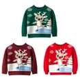 thumbnail image 3 of Toddler Girl Boy Christmas Sweater Long Sleeve Warm Jacket Pullover Sweatshirt Coat Reindeer Elk Print Xmas Clothes, 3 of 4