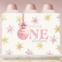 7x5FT 1st Birthday Backdrop for Girls Pink Bowknot Winter Onederland Snowflake Photography Background First Birthday Party Decorations Supplies Cake Table Banner Photo Booth Props