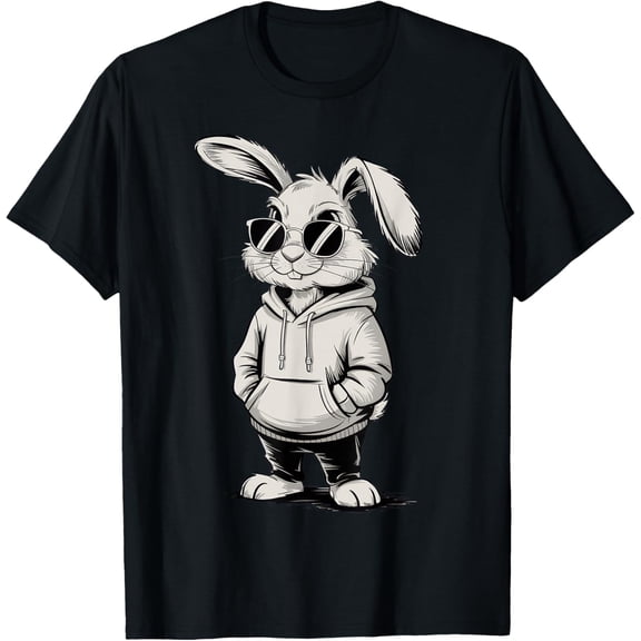 Bunny Face with Sunglasses for Men Happy Easter T-Shirt