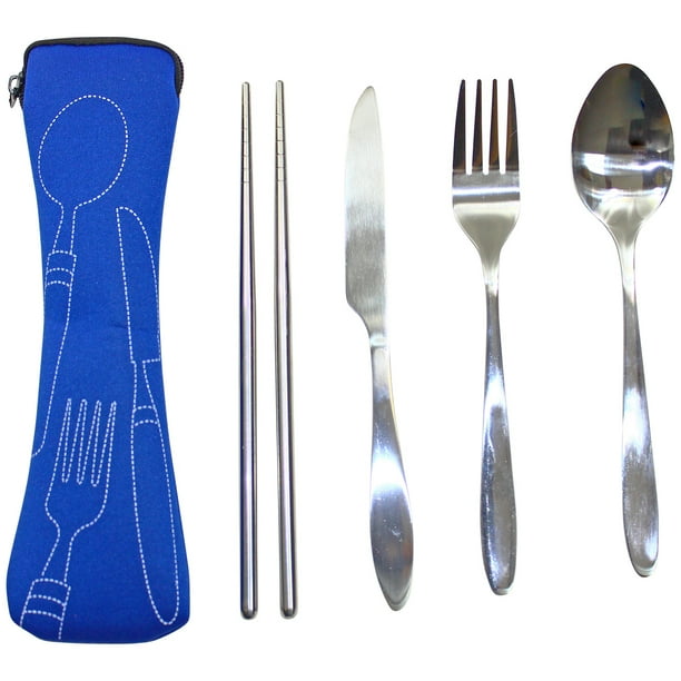 Rolling Outdoors 4 Piece Stainless Steel Travel / Camping Cutlery Set