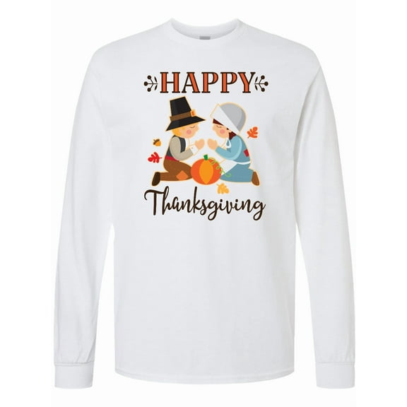 Inktastic Happy Thanksgiving Pilgrim Prayer Blessing Religious Long Sleeve T-Shirt