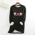 thumbnail image 1 of Hauts de Noël en Solde, Chemise Décontractée à Manches Régulières Imprimée pour Femmes, Automne Hiver, Col Rond, Noir m, 1 of 1