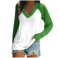 thumbnail image 2 of EQWLJWE Tuniques à Blocs de Couleur pour Femmes Manches Longues Raglan Chemises Col en V T-Shirt d'Automne Décontracté Mignon Tops Blouses de Baseball, 2 of 4