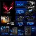 thumbnail image 3 of Xtreme PC Gaming AMD Radeon Vega 8 Ryzen 3 3200G 3.6 Ghz Quad Core 16GB SSD 500GB Monitor 23.8 75Hz WIFI Ultron Black, 3 of 6