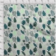thumbnail image 3 of oneOone Viscose Chiffon Dark Teal Green Fabric Stripe & Leaves Block Dress Material Fabric Print Fabric By The Yard 42 Inch Wide, 3 of 4