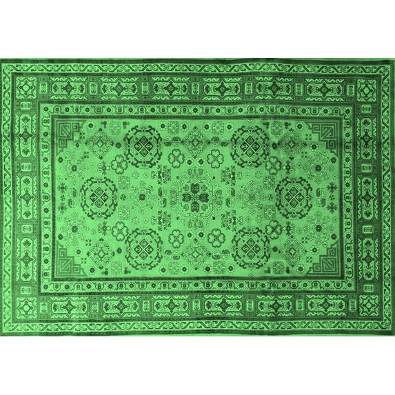 Ahgly Company Indoor Rectangle Persian Emerald Green Traditional Area Rugs, 7' x 10'