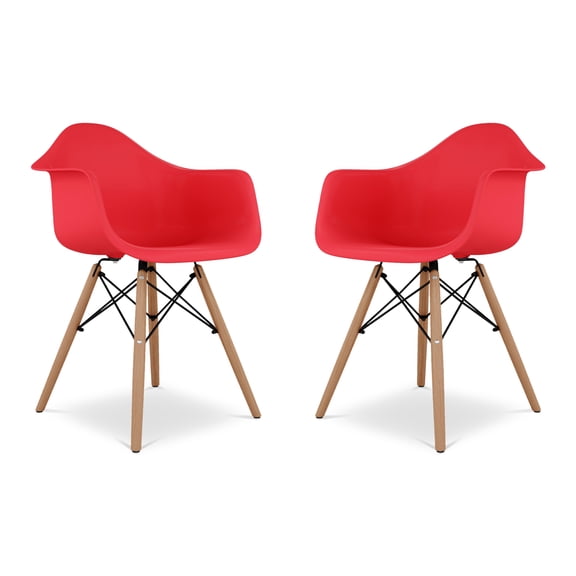 Modholic Eiffel Armchair With Wood Legs, Red (Set Of 2)