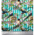 thumbnail image 1 of Soimoi Viscose Chiffon Fabric Bird,Stripe & Periwinkle Floral Printed Fabric 1 Yard 42 Inch Wide, 1 of 3