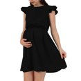 thumbnail image 2 of Women's Maternity Dress Square Neck Ruffle Strap Flying Sleeve Pregnancy Dress Mama Cute Babydoll Dress Summer, 2 of 6