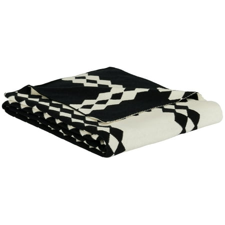 SAFAVIEH Zhuri Modern Black/Ivory Geometric Cotton Throw 50 x 60 SAFAVIEH Zhuri Modern Black/Ivory Geometric Cotton Throw 50 x 60