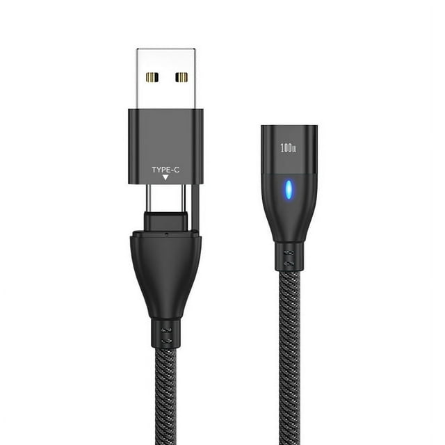 Línea de carga rápida tipo C de dos cabezales PD100W60W, línea de datos de atracción magnética, línea de carga magnética, línea de carga flash 20V5A3A