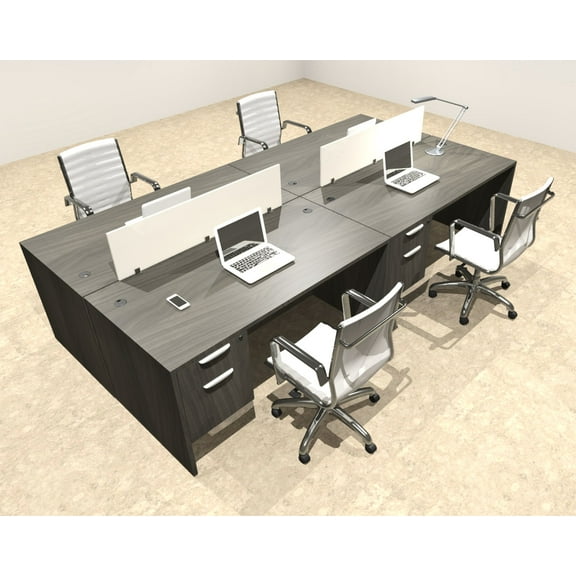 Four Person Modern Divider Office Workstation Desk Set, #OT-SUL-FP53
