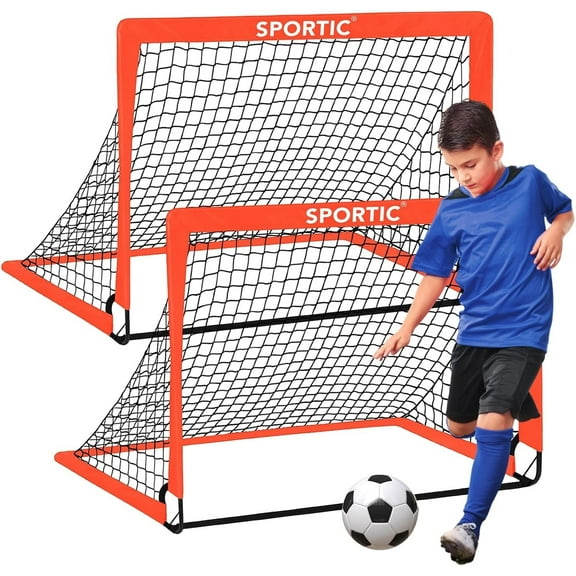 SPORTIC 4' x 3' Soccer Goal Net Set 2 Pk Portable Pop Up for Kids Practice Train