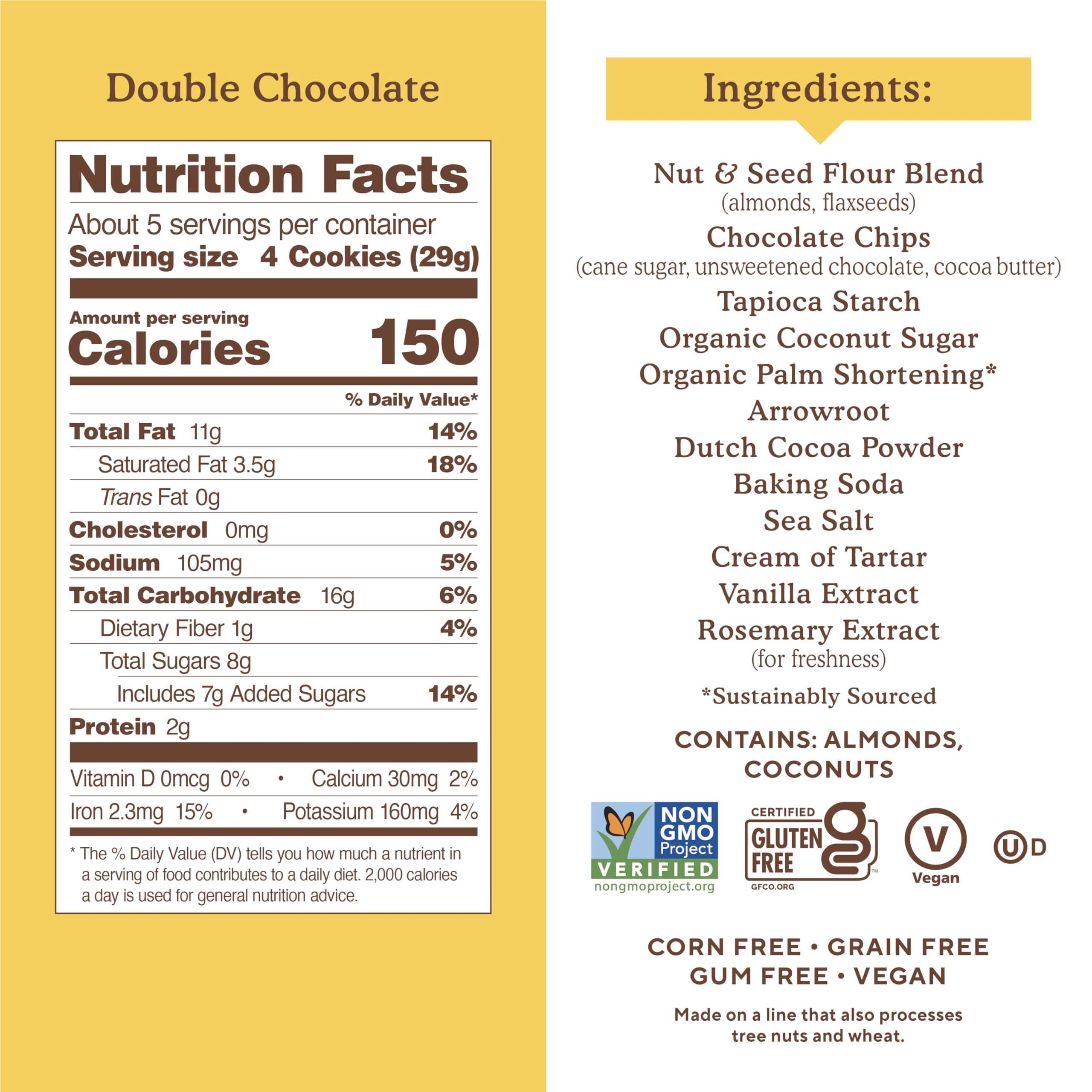 Simple Mills Almond Flour Crunchy Cookies, Double Chocolate Chip - Gluten Free, Vegan, Healthy Snacks, Made with Organic Coconut Oil, 5.5 Ounce (Pack of 3)