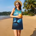 thumbnail image 3 of Pofeuu Ice Blue Ocean Cute Dolphin Print Women's Sleeveless Dress, Loose Fit Summer Dress, Casual Tank Dress for Women, 3 of 7