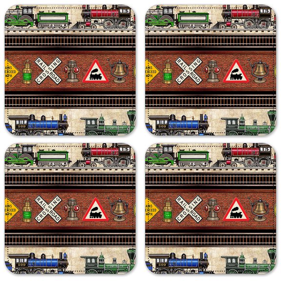 Vinyl Drink Coasters - Set of 4 - Trains & Signs II - Image by Dan Morris