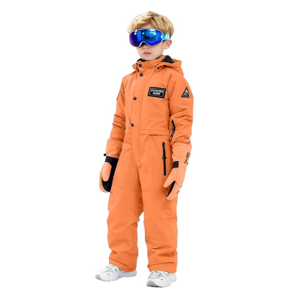 QUOTAY Toddler Ski Suit Kids Snowsuit 1 Piece Boys Girls Winter Outdoor Snowboard Suit Ski Jumpsuits Overalls Windproof for Toddler Jackets for Girls Orange,2-3 Years