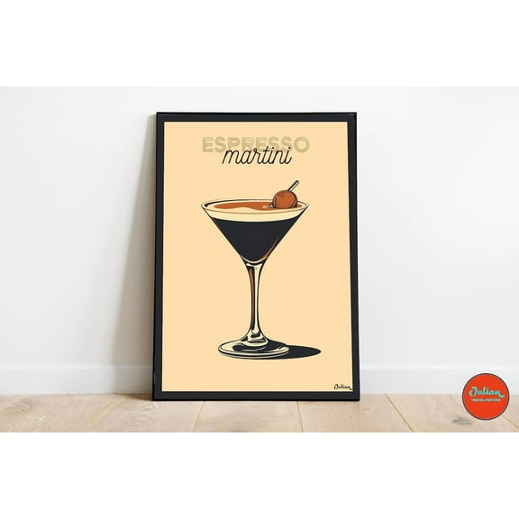 Espresso Martini Dark Edition Print, Cocktail Art Print Home Decor #1122, 8x12 UNFRAMED