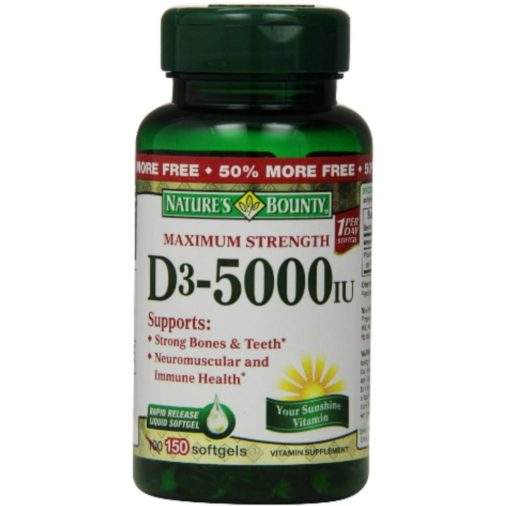 Nature's Bounty Vitamin D5000 IU Softgels, Maximum Strength 100 ea