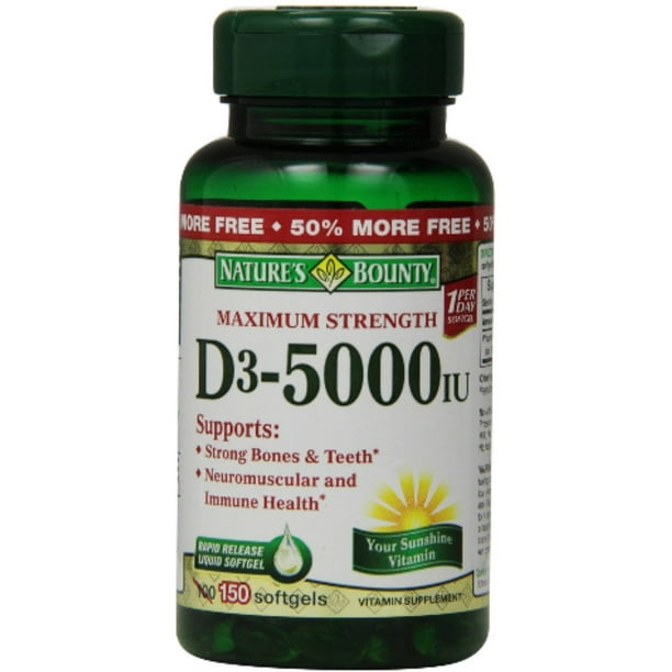 Nature's Bounty Vitamin D5000 IU Softgels, Maximum Strength 100 ea