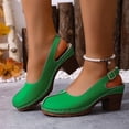 thumbnail image 5 of CQONEPT Women Round Toe Chunky Heel Sandals Slingback Closed Toe Pumps Block Heel Retro Bohemian Buckle Strap Shoes for Summer Green 38, 5 of 6