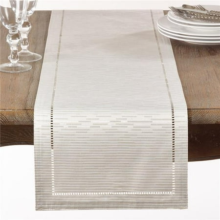 

13 x 90 in. Hemstitched Design Table Runner Ivory
