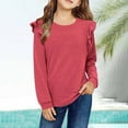 thumbnail image 2 of GYUJNB Girls Long Sleeve Blouse Top with Lace Trim Fashionable Fall Winter Tunic Shirt for Big Kids and Tweens,Sweatshirts for Teen Girls,11-12 Years, 2 of 7