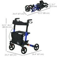 thumbnail image 3 of HOMCOM Folding Adjustable Rollator Walker w/ Seat 8'' Wheels and Bag, Blue, 3 of 10
