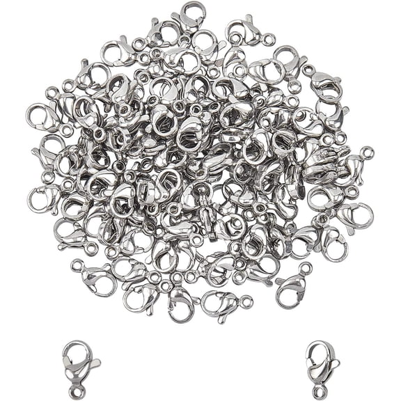 200pcs Stainless Steel Lobster Claw Clasps Jewelry Fastener Hook End Claw Clasp Metal Clasps