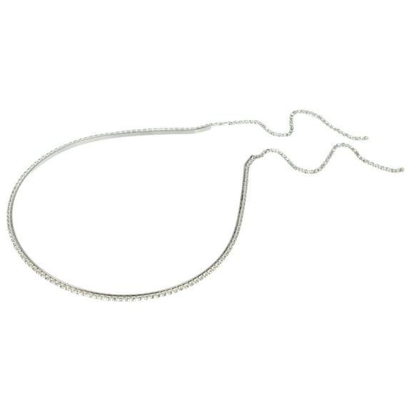 Unique Bargains 1 Pc Fashion Single Row Rhinestone Tassel Headband for Women for Girls Silver Tone