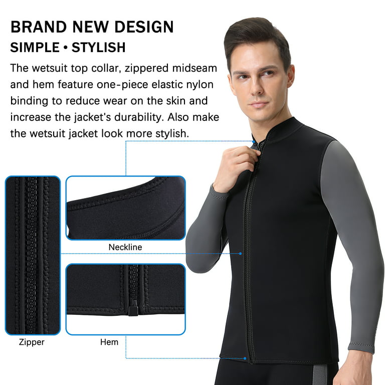 REALON Wetsuit Jacket Men Wet Suit Top 2mm Neoprene Long Sleeve