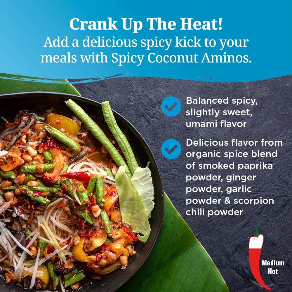 (2 pack) Nutiva, Spicy Coconut Aminos Organic Soy Free Seasoning Sauce & Marinade, 10 fl oz