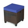 thumbnail image 6 of Patiojoy 2 Piece Outdoor Patio Rattan Ottoman Cushioned Wicker Stools Navy, 6 of 7