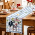 thumbnail image 5 of Spring Pig Table Runner - 70 Inch Long Butterfly Botanical Floral Blue Plaid Cotton and Linen Blended Dress Scarves Farmhouse Table Runner for Kitchen Dining, Coffee Table, 13" x 70", 5 of 8