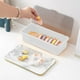 thumbnail image 4 of Caja de almacenamiento transparente con tapa abatible y orificios de drenaje, organizador de cubiertos para palillos, cucharas, cuchillos y tenedores, apilable para encimera., 4 of 6