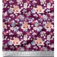 thumbnail image 1 of Soimoi Polyester Crepe Fabric Floral & Cat Cartoon Printed Fabric 1 Yard 42 Inch Wide, 1 of 1
