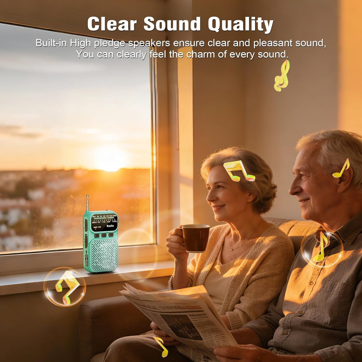 Portable Radio AM FM,Mini Tansistor Radio,Pocket Radio with Flashlight,Tuning Knob,TF Card Slot,Headphone Jack, 3AA Battery Operated or Plug in Wall,Compact Personal Radio for Gift,Family,Elder,Blue